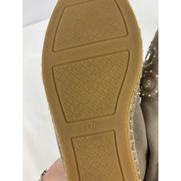 Tory Burch Yasmin Flats Espadrilles Grey Suede 7 Mirror Accents - Picture 4 of 11
